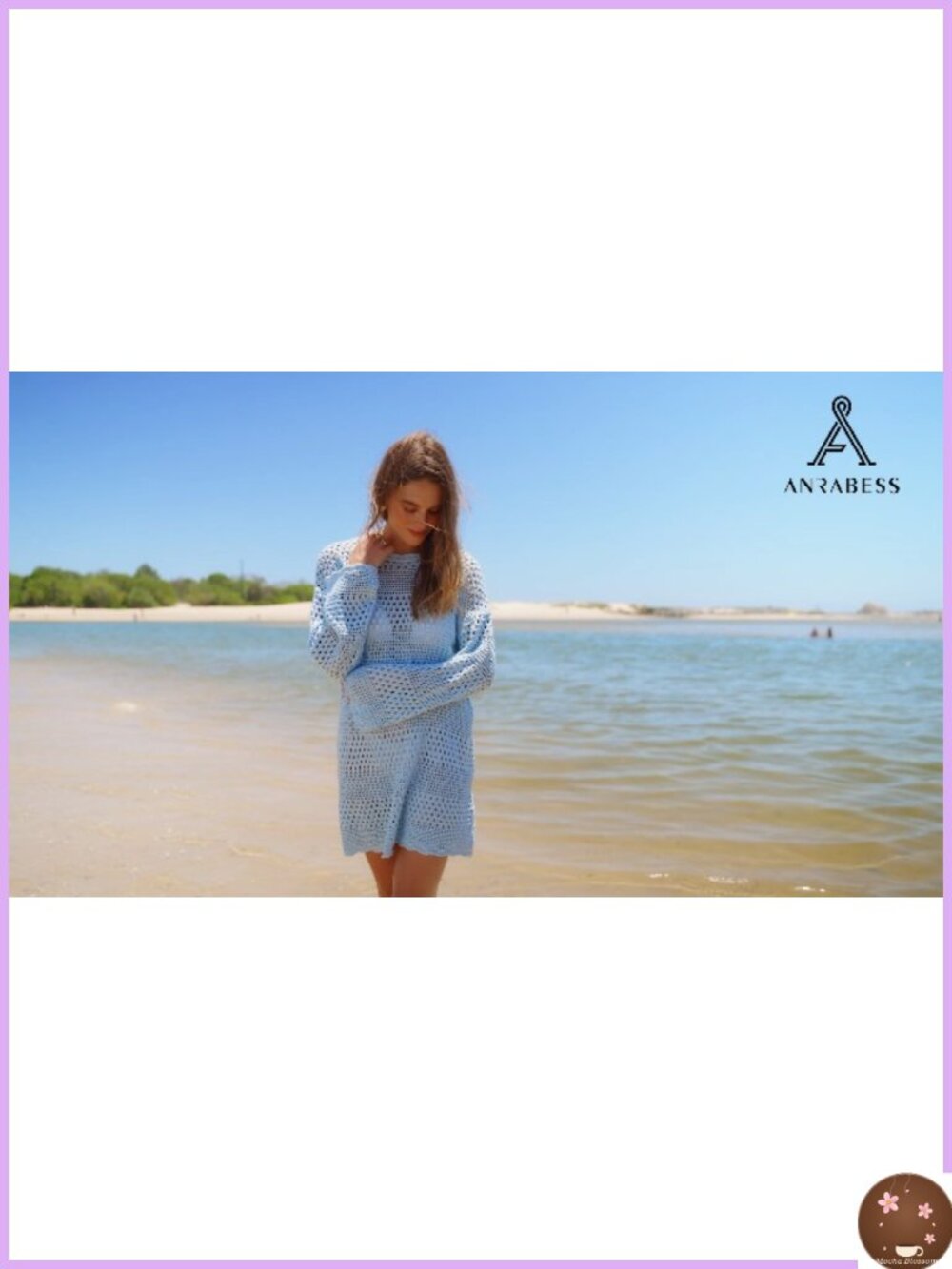 Crochet Knit Swim Cover Up Dress Long Sleeve Beach Vacation Outfit - Picture 6 of 6